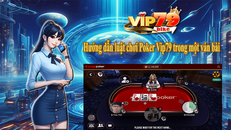 Hướng dẫn luật chơi Poker Vip79 trong một ván bài.